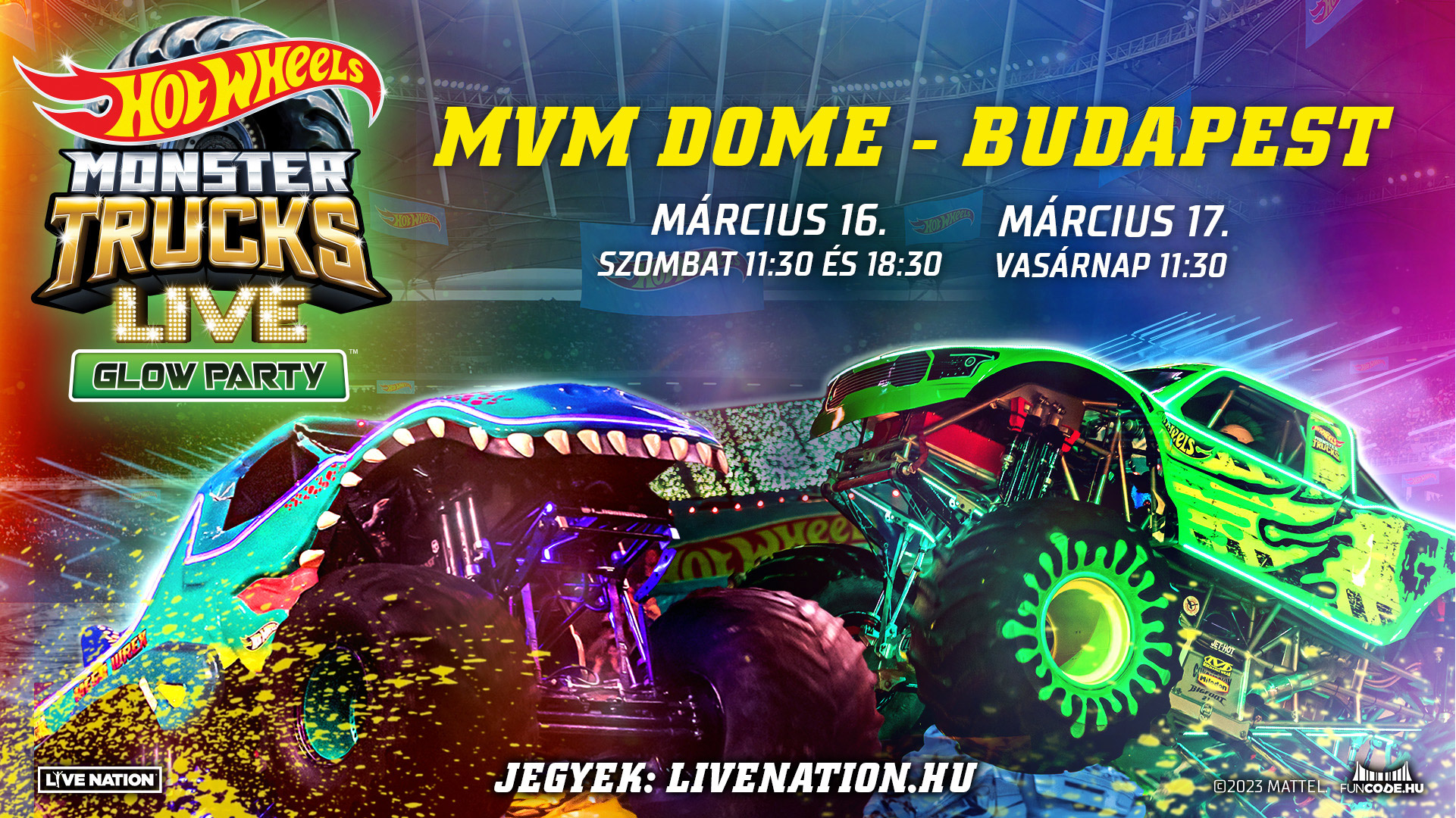 Hot Wheels Monster Trucks Live™ Glow Party™ 2023 Будапеща