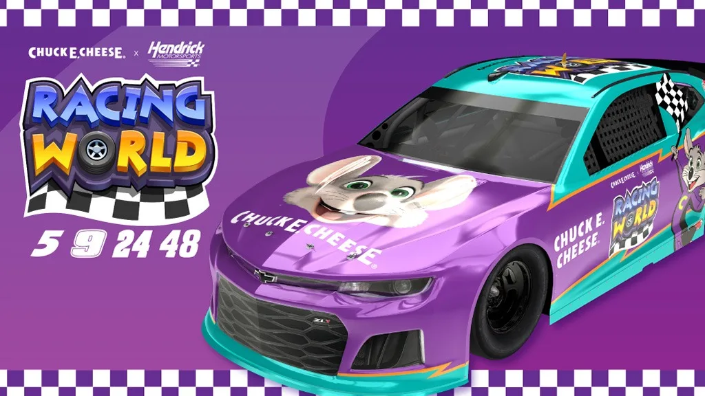 Chuck E. Cheese влиза в света на състезанията с новите продукти на Hendrick Motorsports