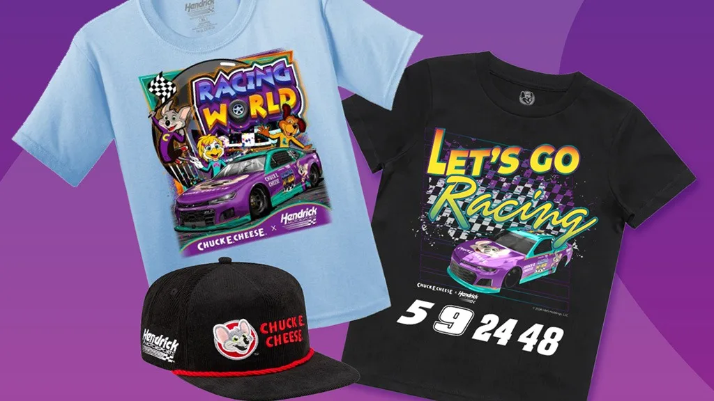 Chuck E. Cheese влиза в света на състезанията с новите продукти на Hendrick Motorsports