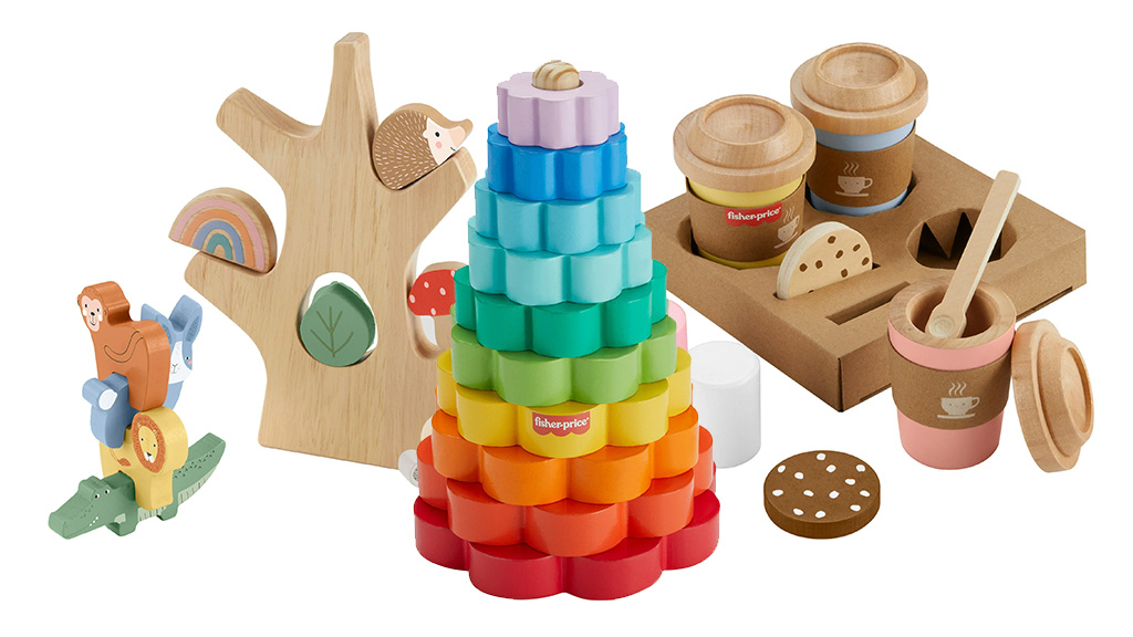 Новата колекция дървени играчки на Fisher-Price е цветна и забавна
