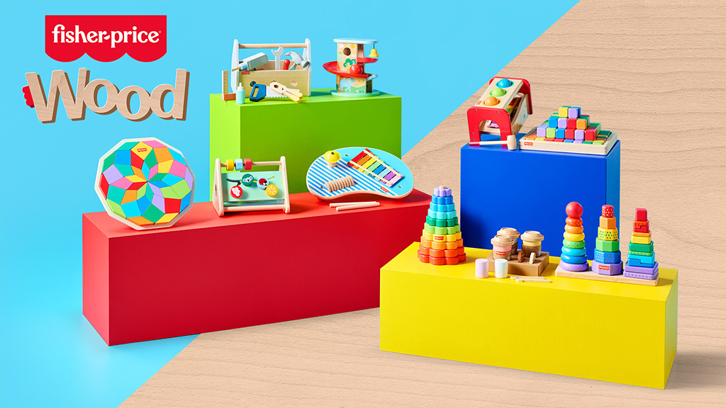 Новата колекция дървени играчки на Fisher-Price е цветна и забавна