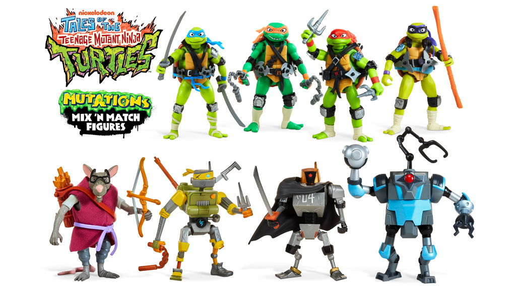 Игрална демонстрация: Playmates Toys Teenage Mutant Ninja Turtles анимационен сериал Mix N Match основни фигури