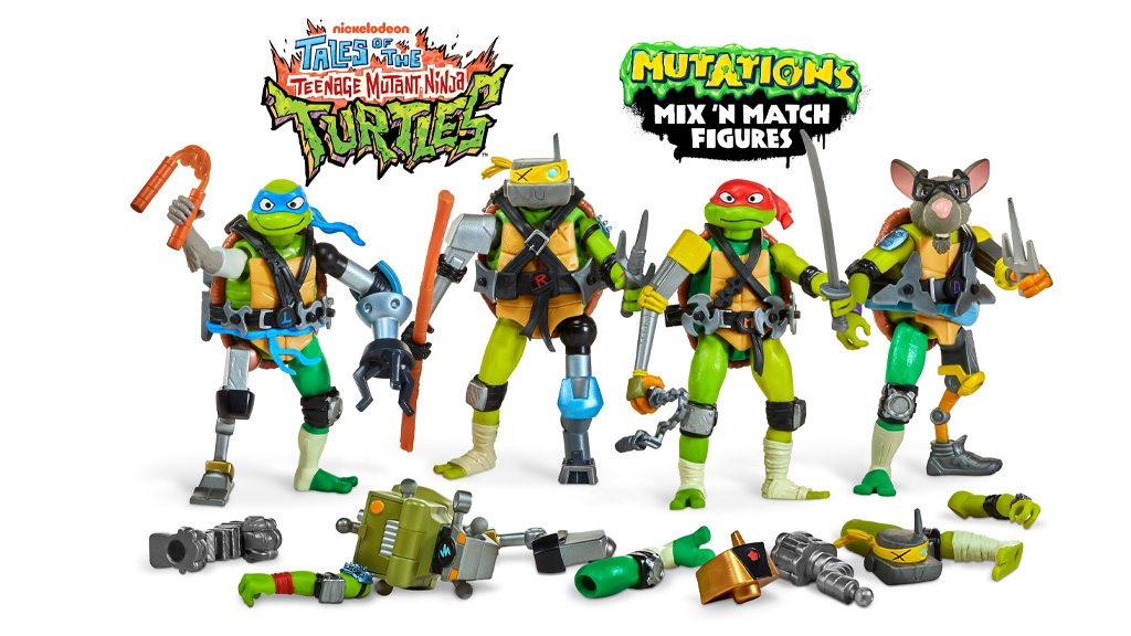 Игрална демонстрация: Playmates Toys Teenage Mutant Ninja Turtles анимационен сериал Mix N Match основни фигури