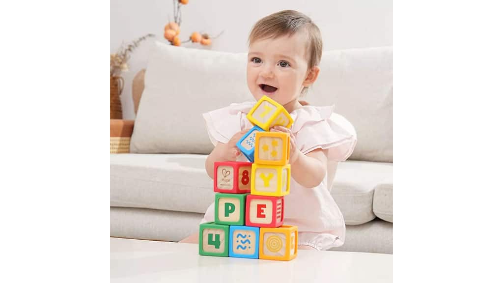 Hape Хващай и подреждай силиконови и дървени строителни блокчета