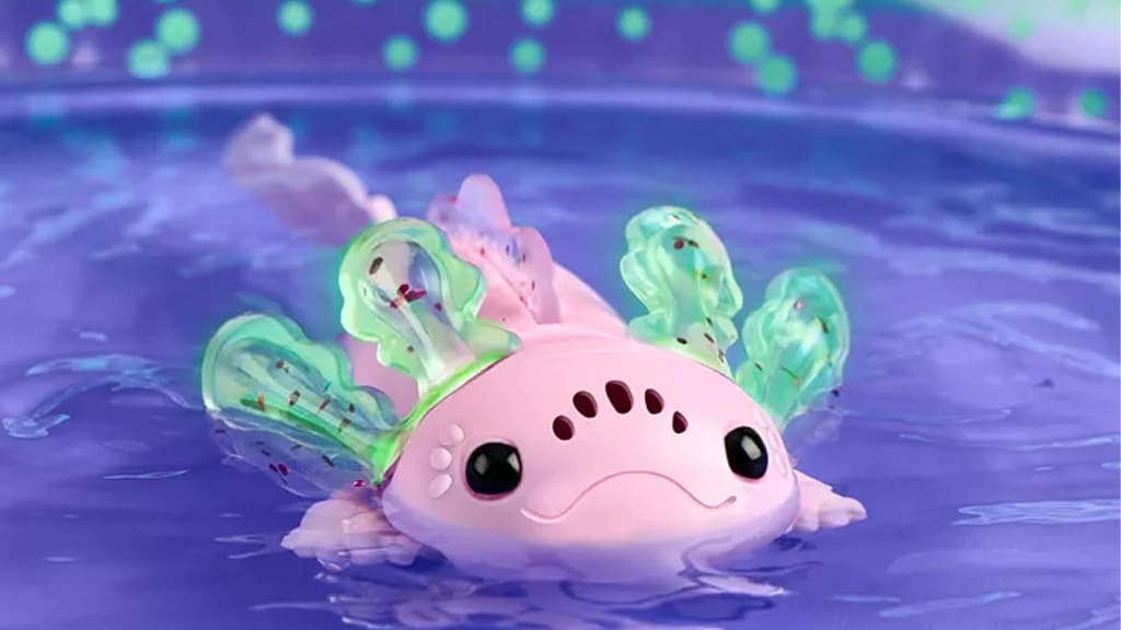 WowWee Fingerlings интерактивен бебешки аксолотл с надуваем басейн