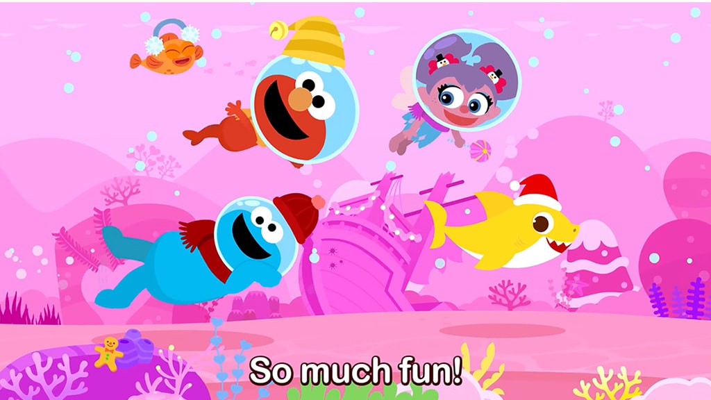 Персонажите от Sesame Street потапят в океана на Baby Shark за празнична мелодия
