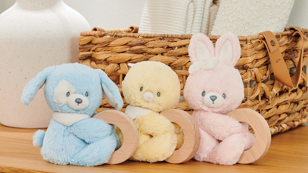 Baby GUND Устойчиво мек плюшен дрънкалка пръстени
