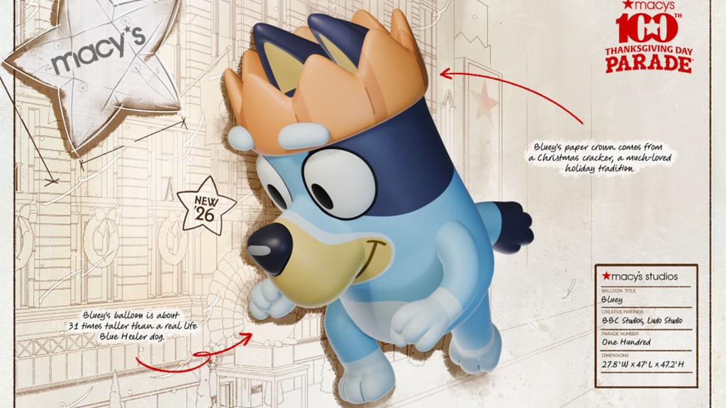 Игра с топка с новия балон на Macy от Bluey за Деня на благодарността