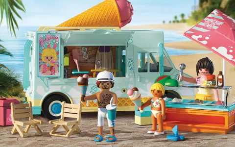 Playmobil количка за сладолед с магазин за сърф игрален комплект