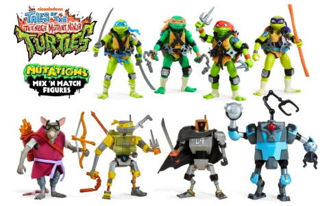 Игрална демонстрация: Playmates Toys Teenage Mutant Ninja Turtles анимационен сериал Mix N Match основни фигури
