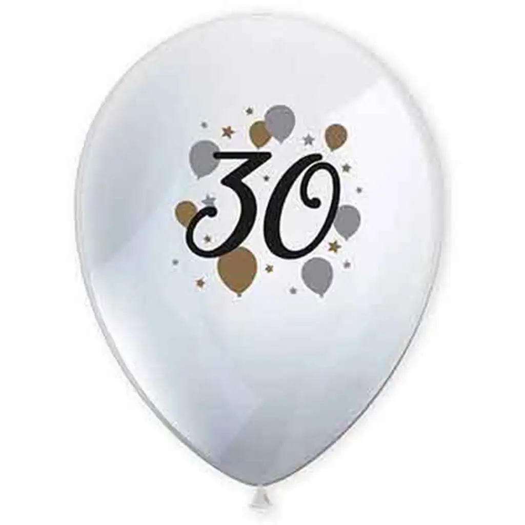 "30" години модел латексов балон 6бр. комплект изображение 1