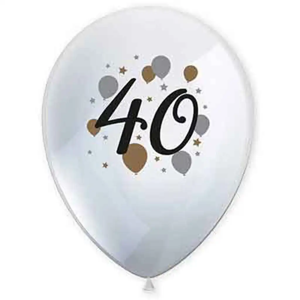 "40" години шарен латексов балон комплект от 6 броя изображение 1