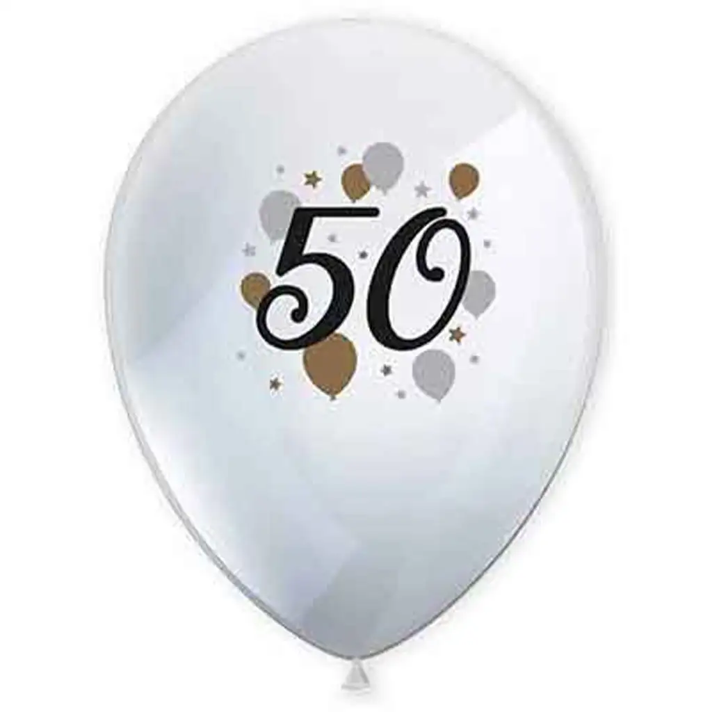 "50" години модел латексов балон 6бр комплект изображение 1