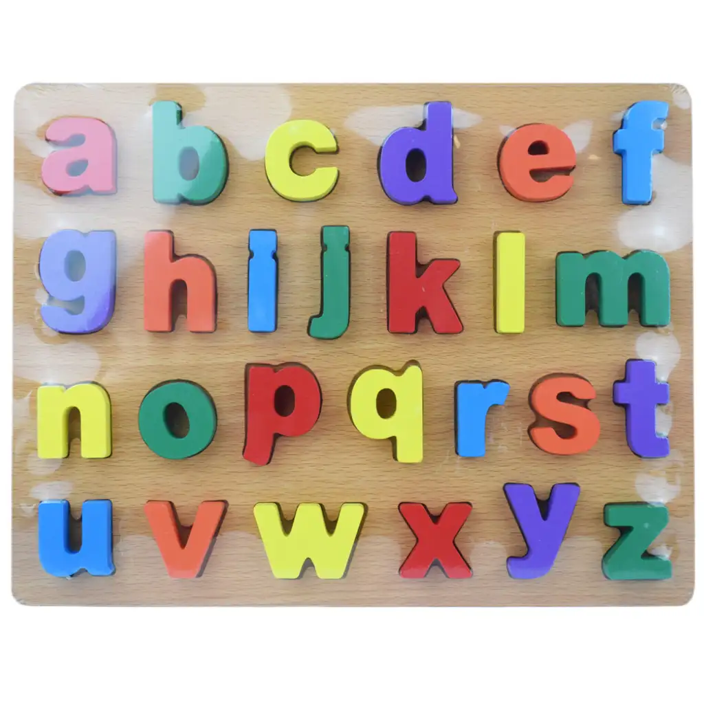 ABC цветна дървена малка буква пъзел 30x22см изображение 1