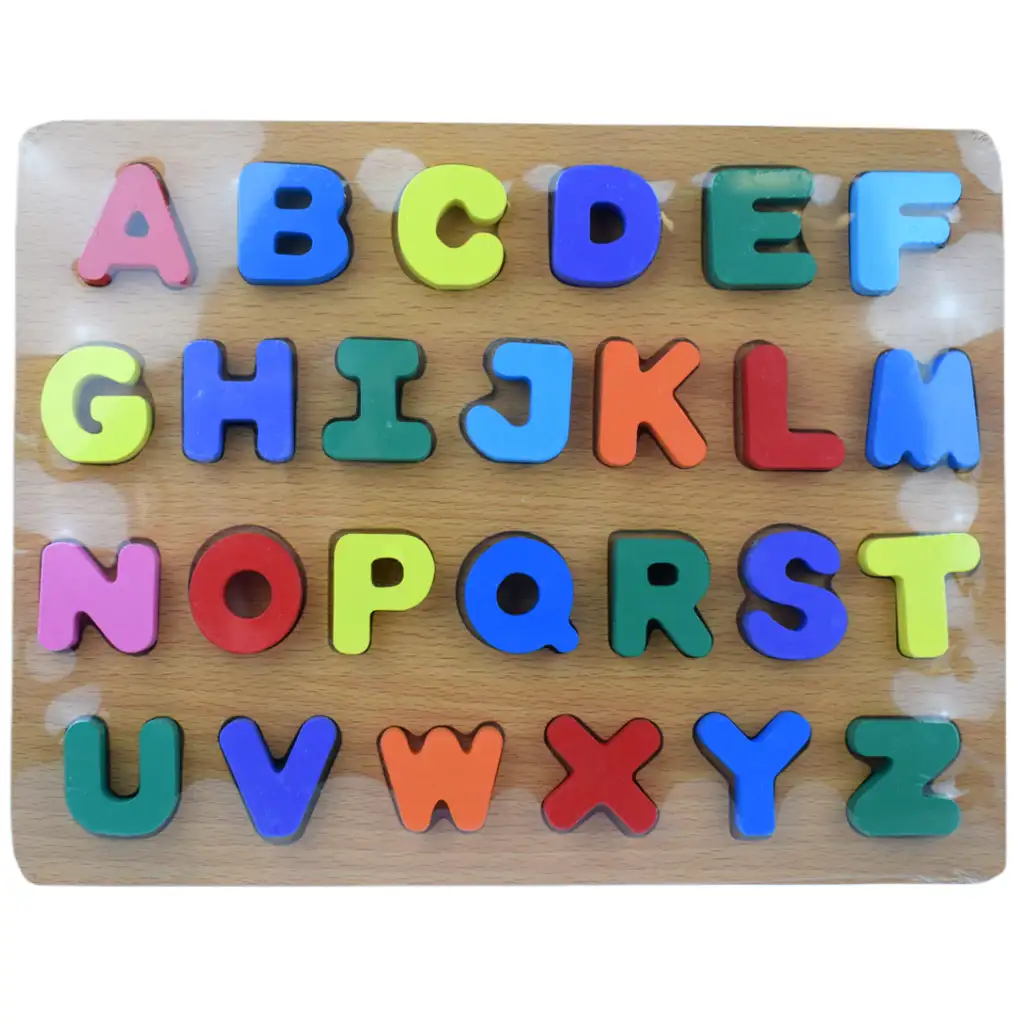 ABC цветни дървени големи букви пъзел 30x22см изображение 1