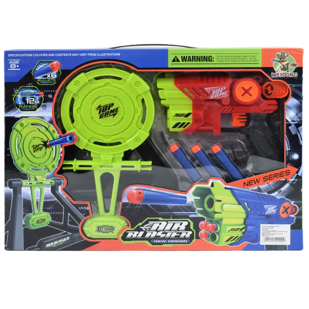 Air Blaster: EVA пяна стрелящо оръжие с мишена и патрони 19x14cm изображение 7