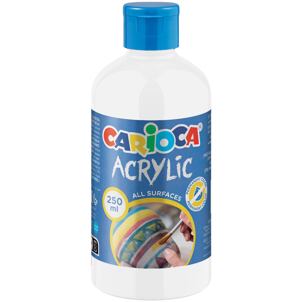 Акрилна боя бяла 250ml - Carioca изображение 1