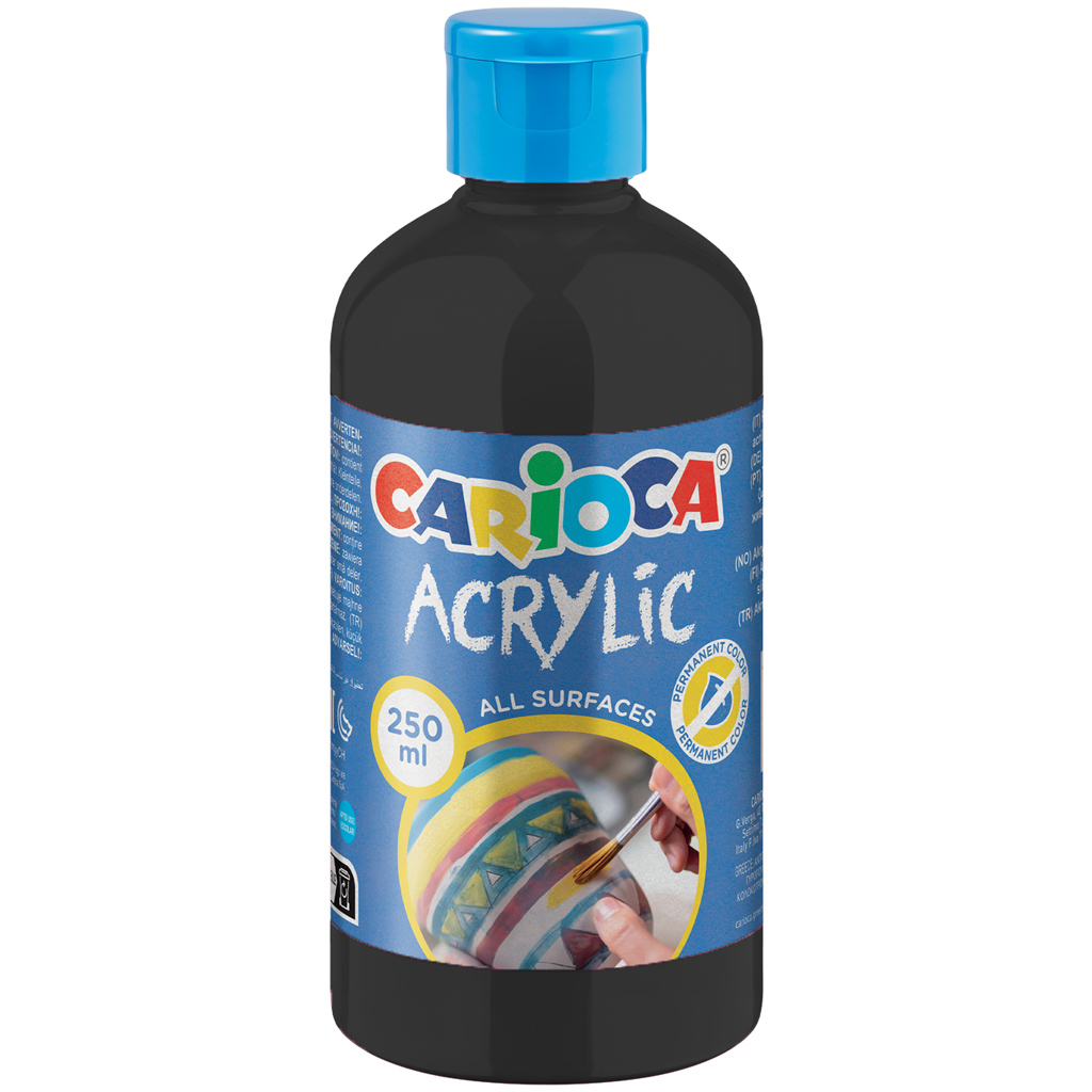 Акрилна боя черен цвят 250ml - Carioca изображение 1