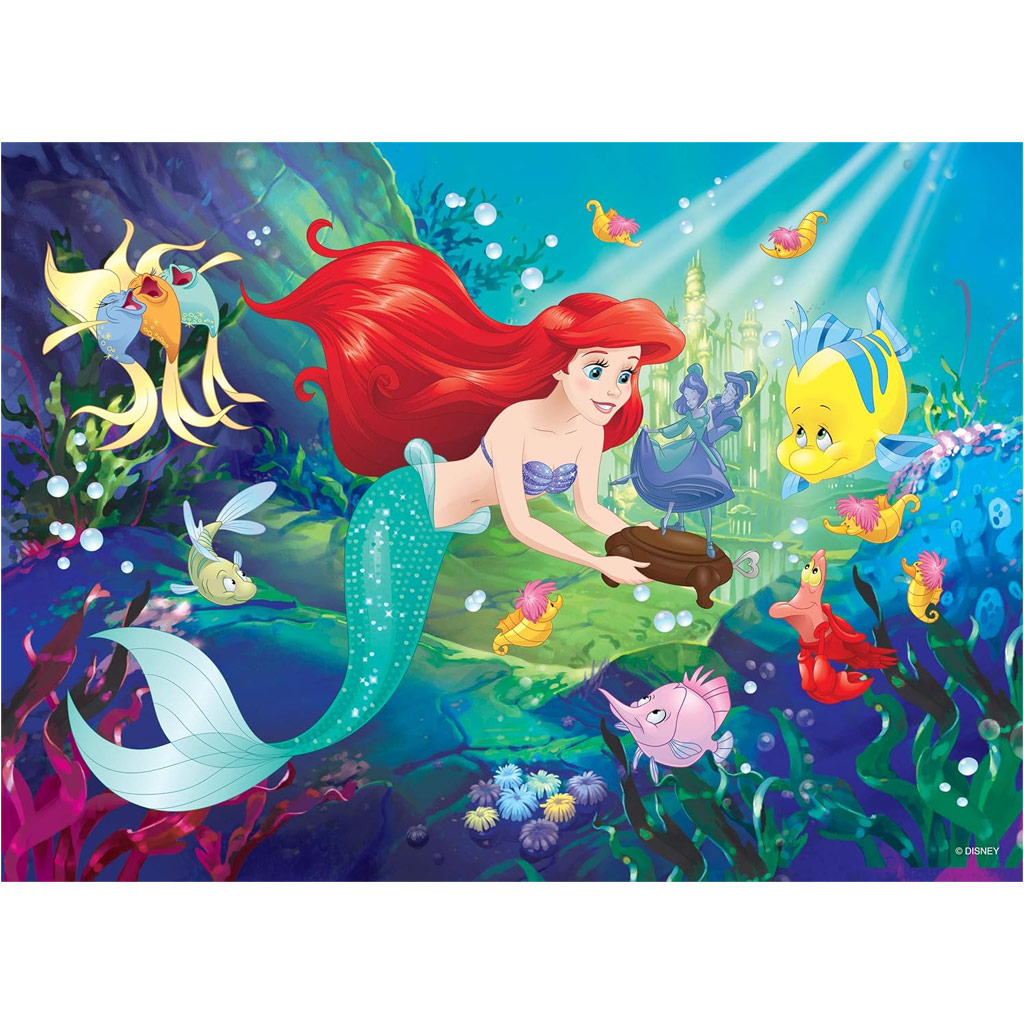 Ариел малката русалка 2 в 1 60 части пъзел и оцветяване 50x35cm - Lisciani изображение 2