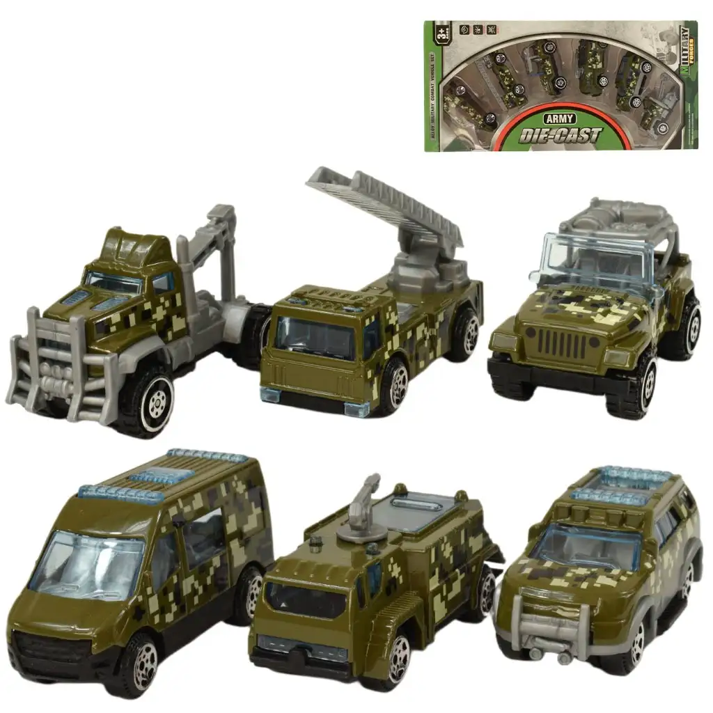 Army Die-Cast: Военен комплект от 6 малки коли изображение 1