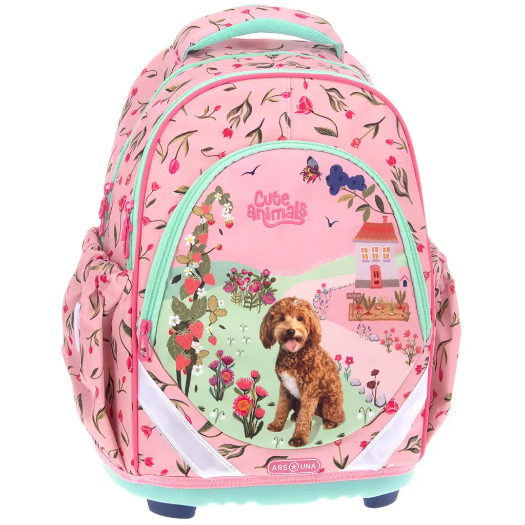 Ars Una: Cute Animals Doggie анатомична училищна раница, раница 33x43x22cm изображение 1