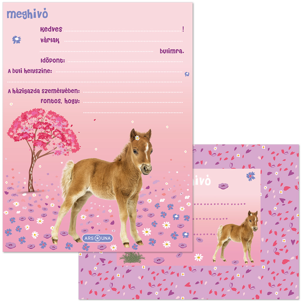 Ars Una: Cute Animals Horse конферентен комплект с 10 покани и пликове изображение 1
