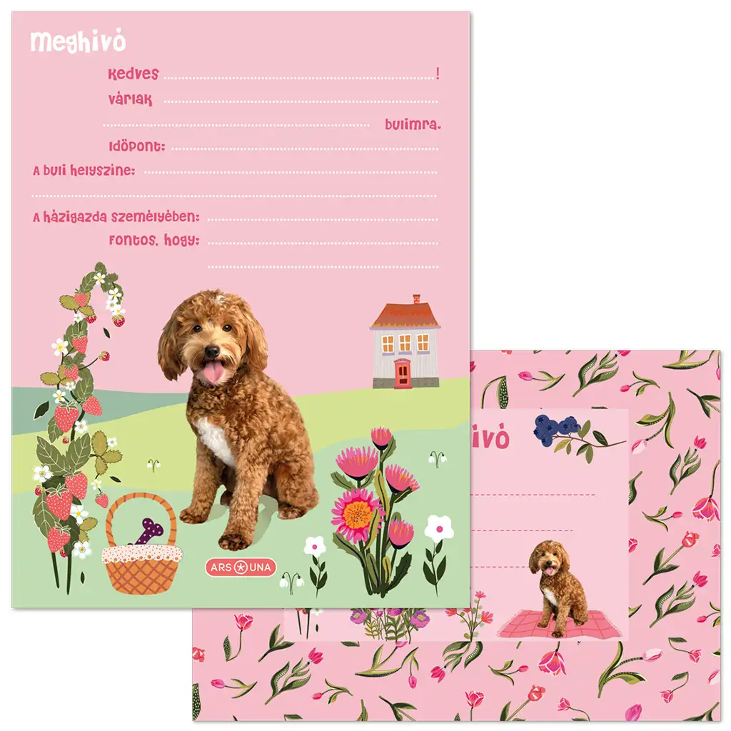 Ars Una: Cute Animals кученце покана за парти с плик 10-бр изображение 1