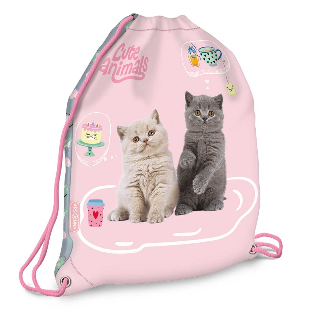 Ars Una: Cute Animals Tea Party котешка раница, спортна чанта 32x42cm изображение 1