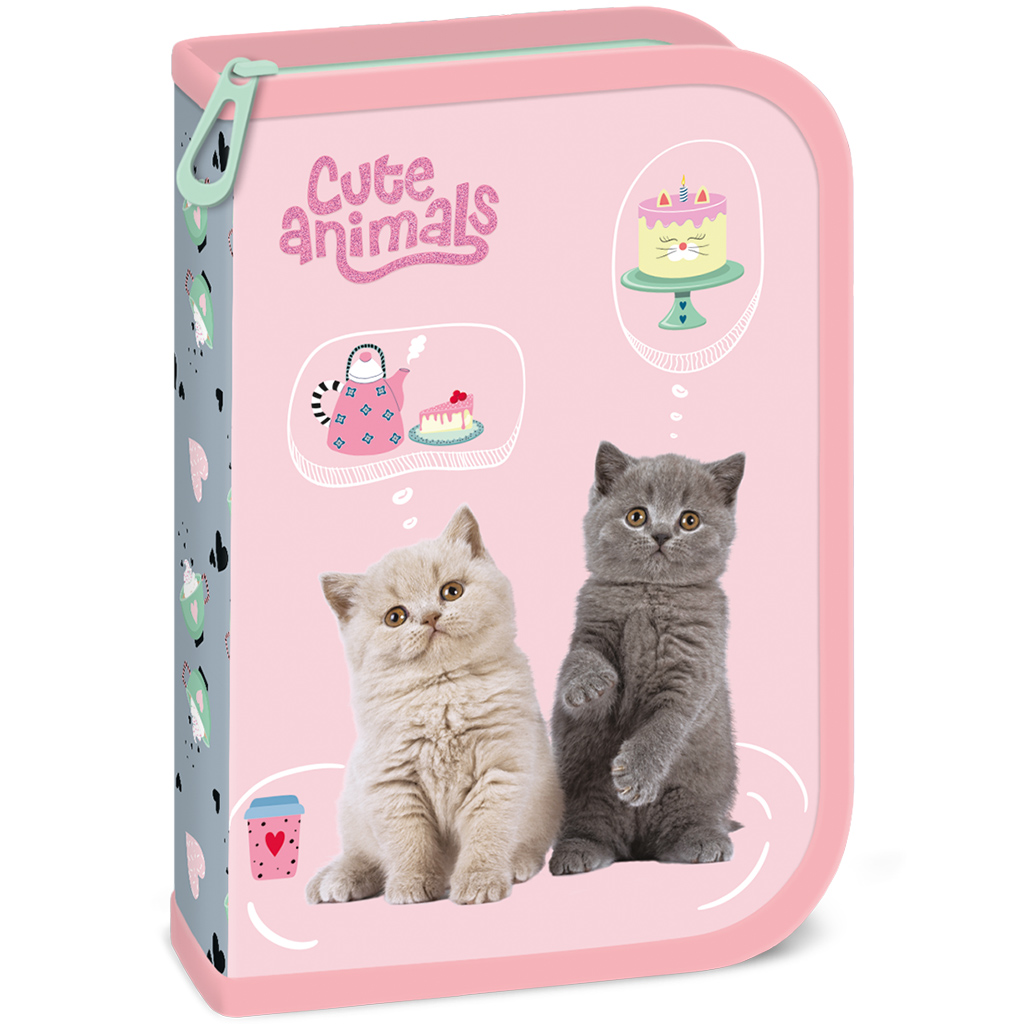 Ars Una: Cute animals tea party котешки сгъваемо пълнено несесер 12,8x19,3x3,6 см изображение 1