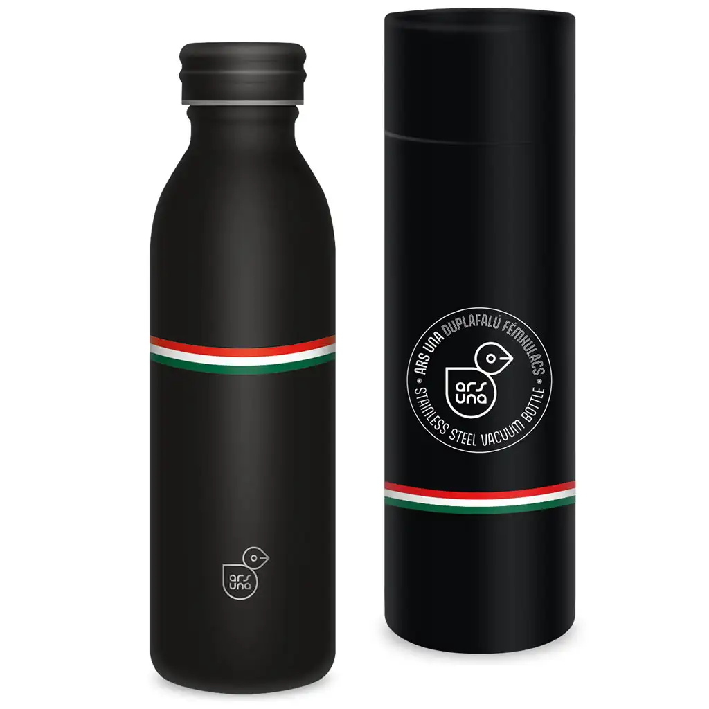 Ars Una: Flag Black Български флаг с двойна стена метална бутилка в подаръчна кутия 600ml изображение 1