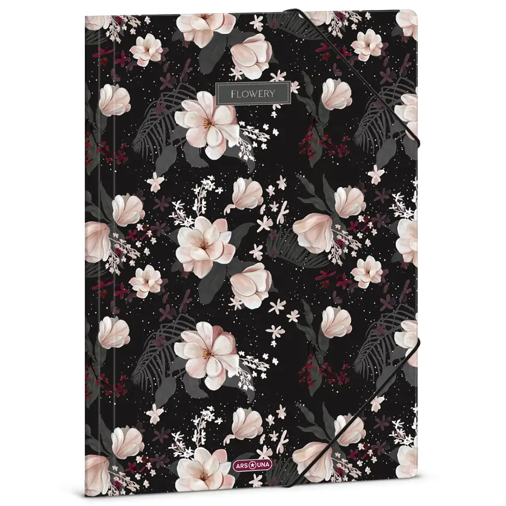 Ars Una: Flowery Black цветен гумен папка A/4 изображение 1