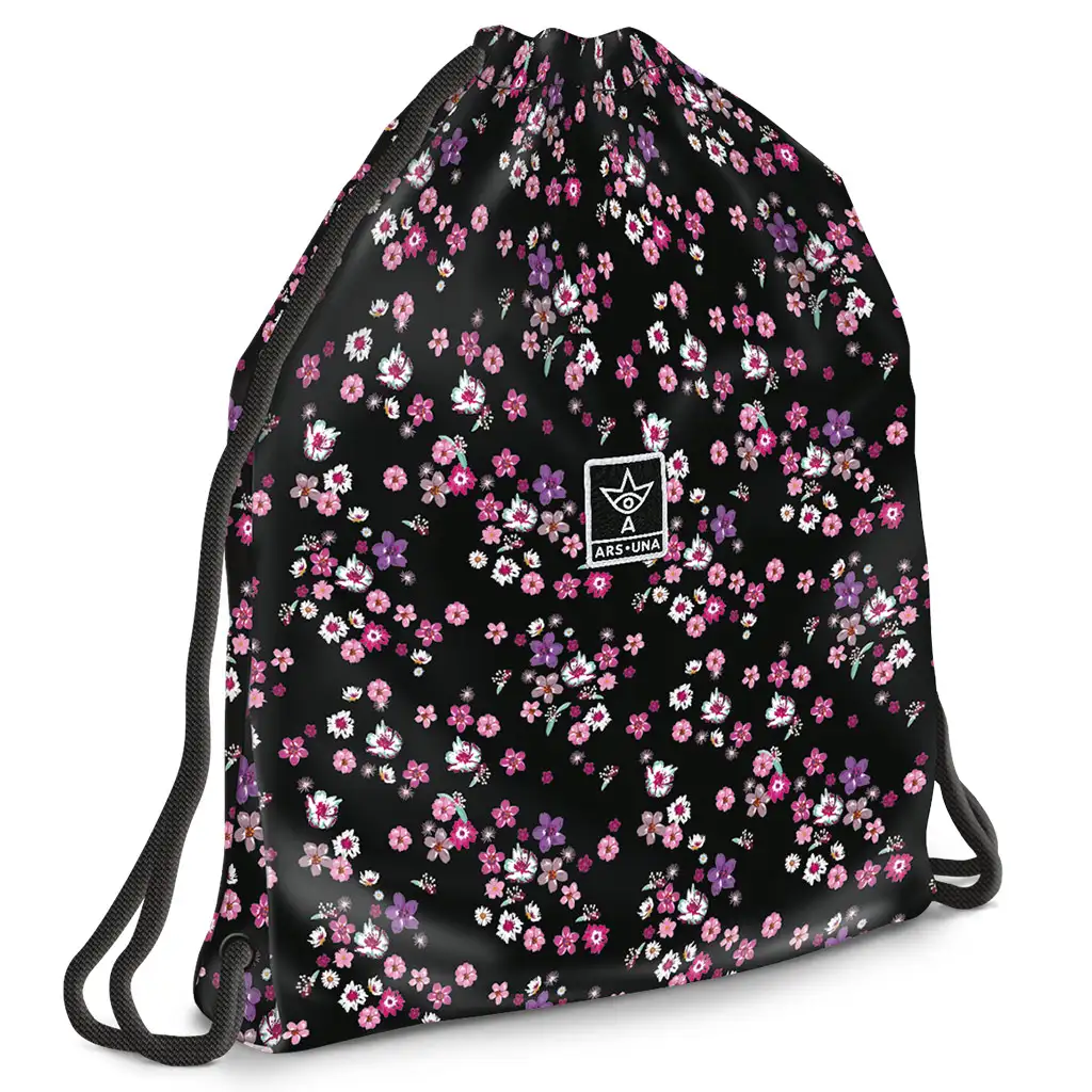 Ars Una: Pearl Blossom Black цветен спортен сак, спортна чанта 37,5x46см изображение 1