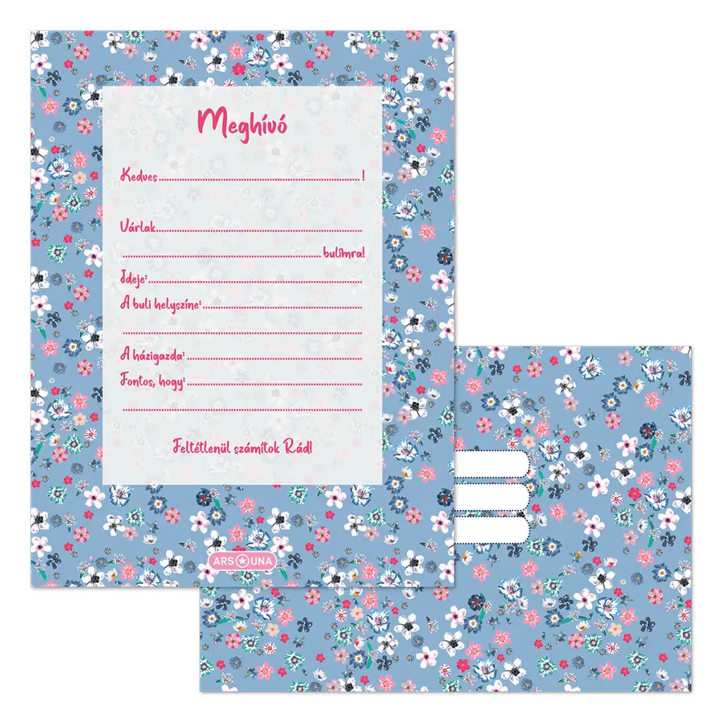 Ars Una: Pearl Blossom Blue 10 бр. покана комплект с пликове изображение 1