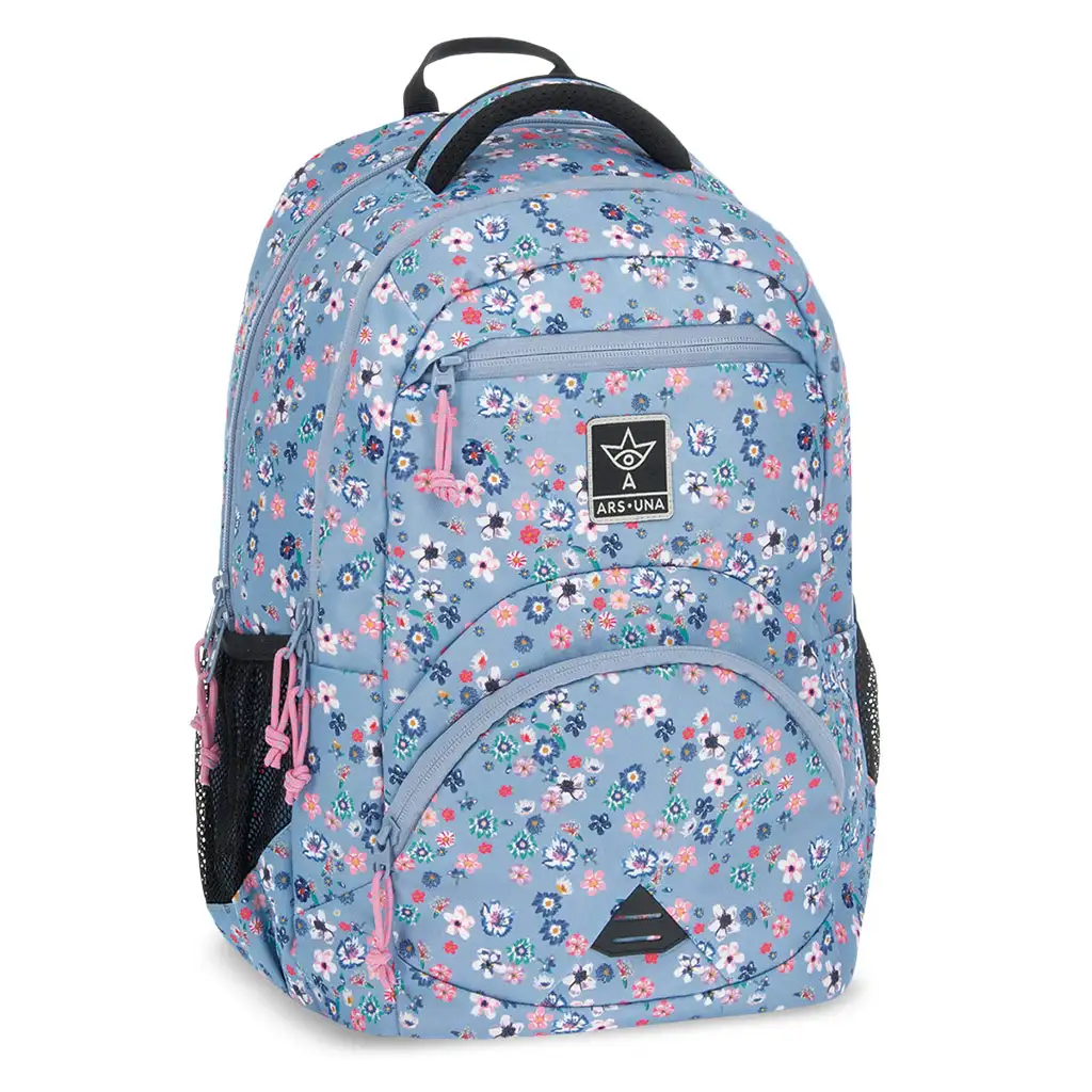 Ars Una: Pearl Blossom Blue цветен ергономичен училищен ранец, раница 33x45x24cm изображение 1