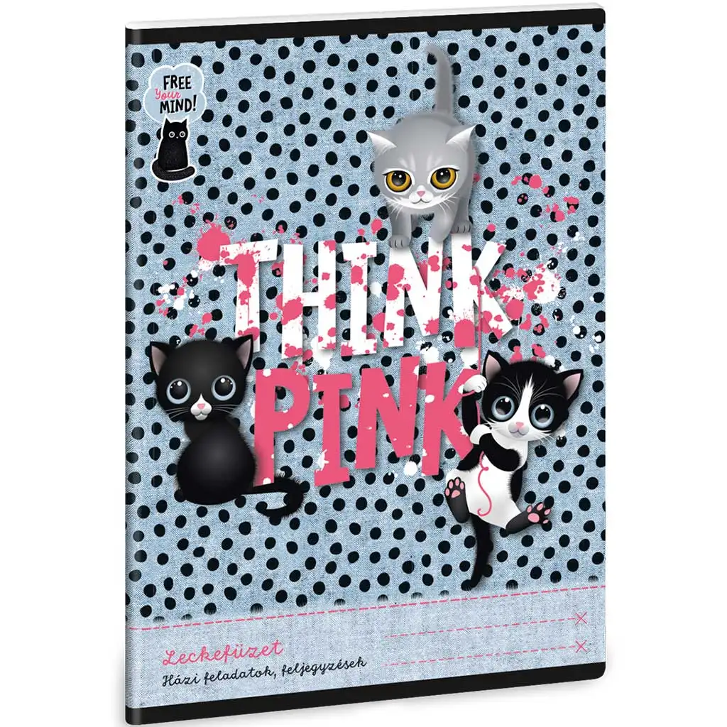 Ars Una: Think Pink сладък тетрадка с котенца 38 листа A/5 изображение 1
