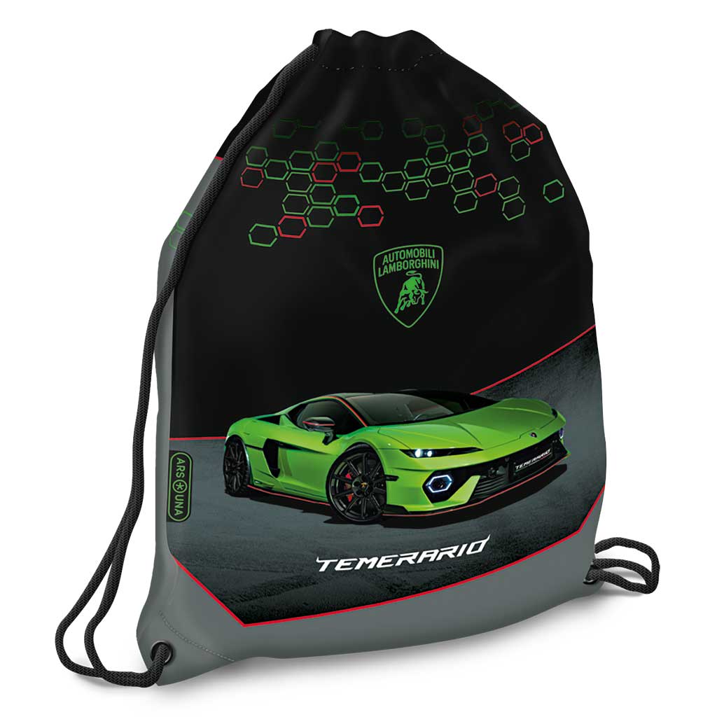 Ars Una: Зелена раница с Lamborghini, спортна чанта 32x42см изображение 1