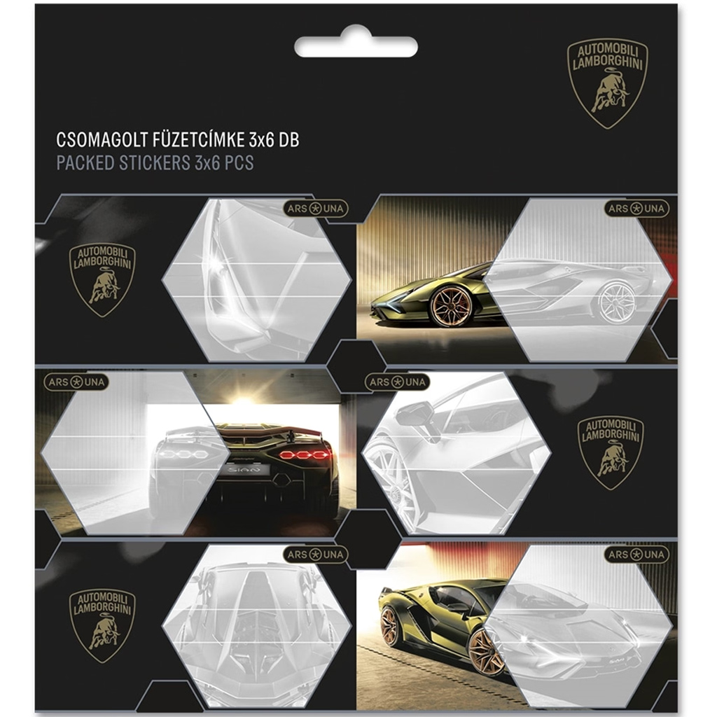 Ars Una: Жълт Lamborghini модел опакован етикет за тетрадки 3x6бр. изображение 1