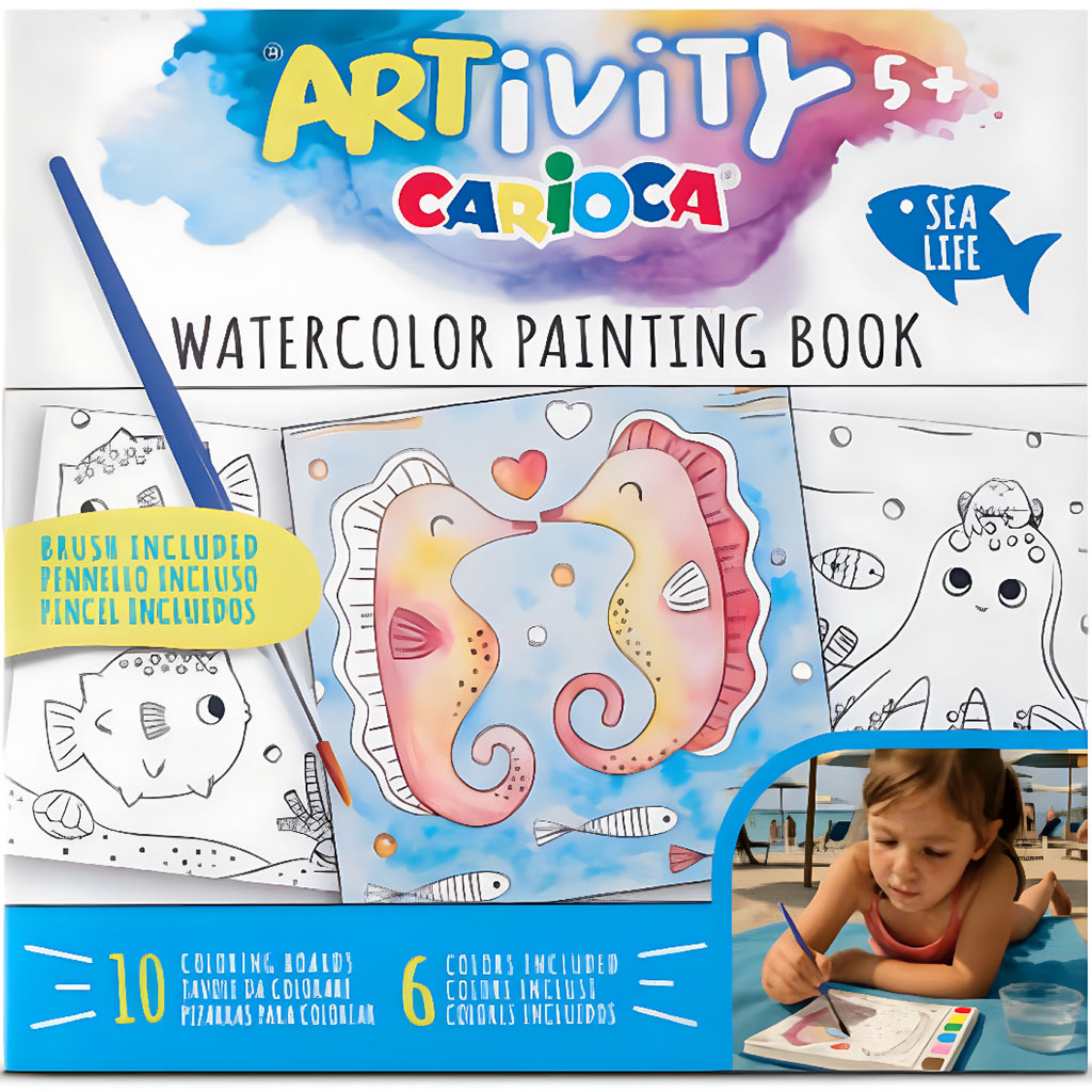 ARTivity: Морски животни акварелна оцветяваща книга с четка – Carioca изображение 1