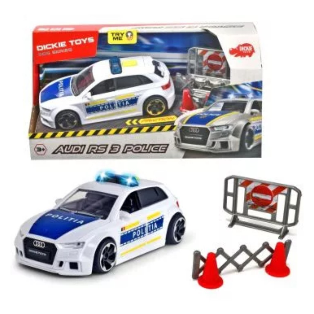 Audi RS 3 полицейска кола със светлинни и звукови ефекти 24см - Dickie Toys изображение 1