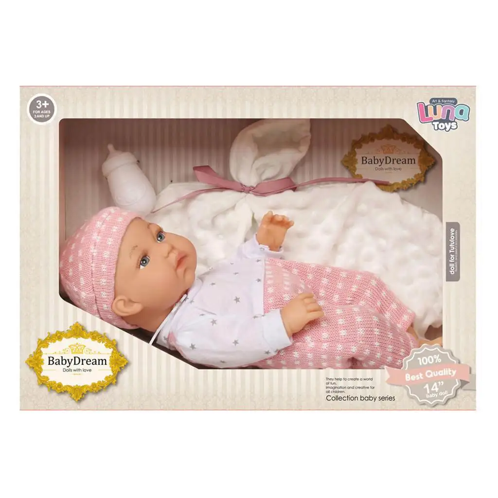 Baby Dream: Бебешка кукла в розова рокля с аксесоари 35 см изображение 1