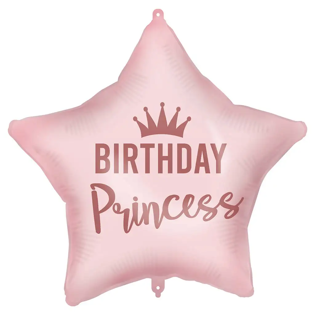 Балон с фолио за рожден ден – с надпис „Birthday Princess”, звездообразен, розов 46см изображение 1