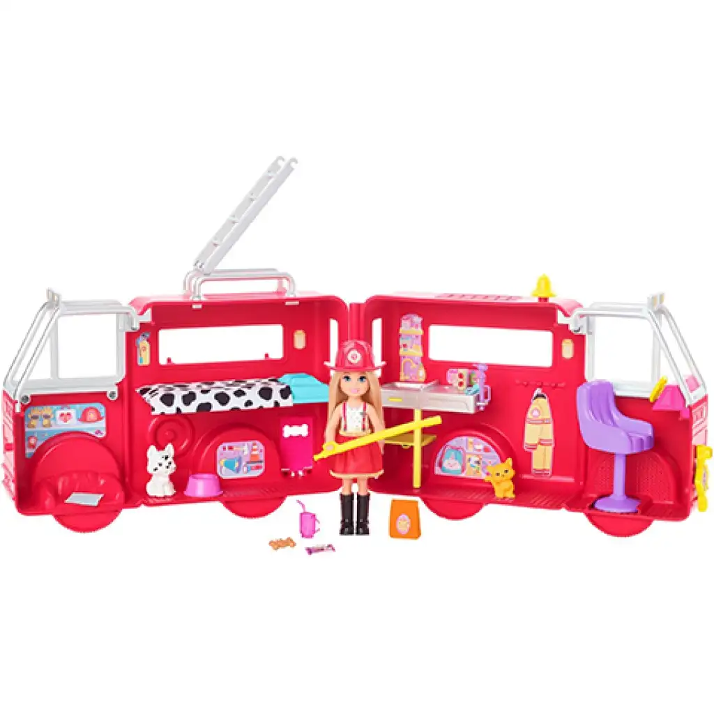Барби: Игрален комплект на пожарната кола на Челси - Mattel изображение 4