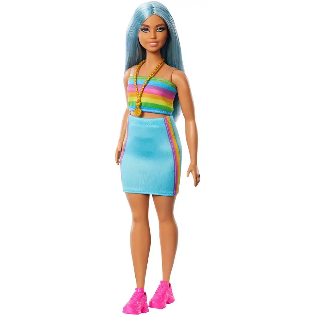 Барби: Кукла Fashionista в цветна райе рокля - Mattel изображение 3