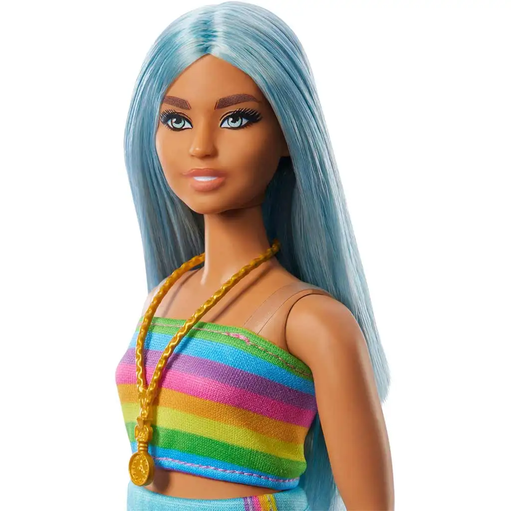 Барби: Кукла Fashionista в цветна райе рокля - Mattel изображение 4