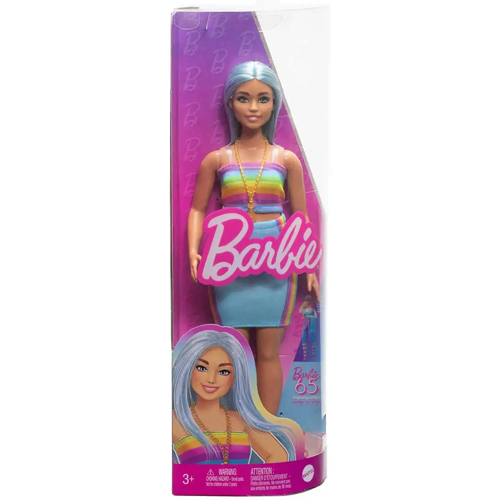 Барби: Кукла Fashionista в цветна райе рокля - Mattel изображение 1