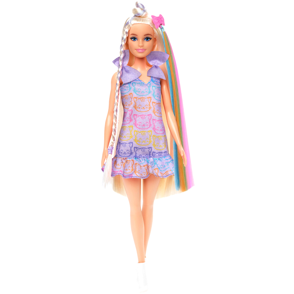 Барби кукла с котешка рокля и модни кичури комплект - Mattel изображение 2