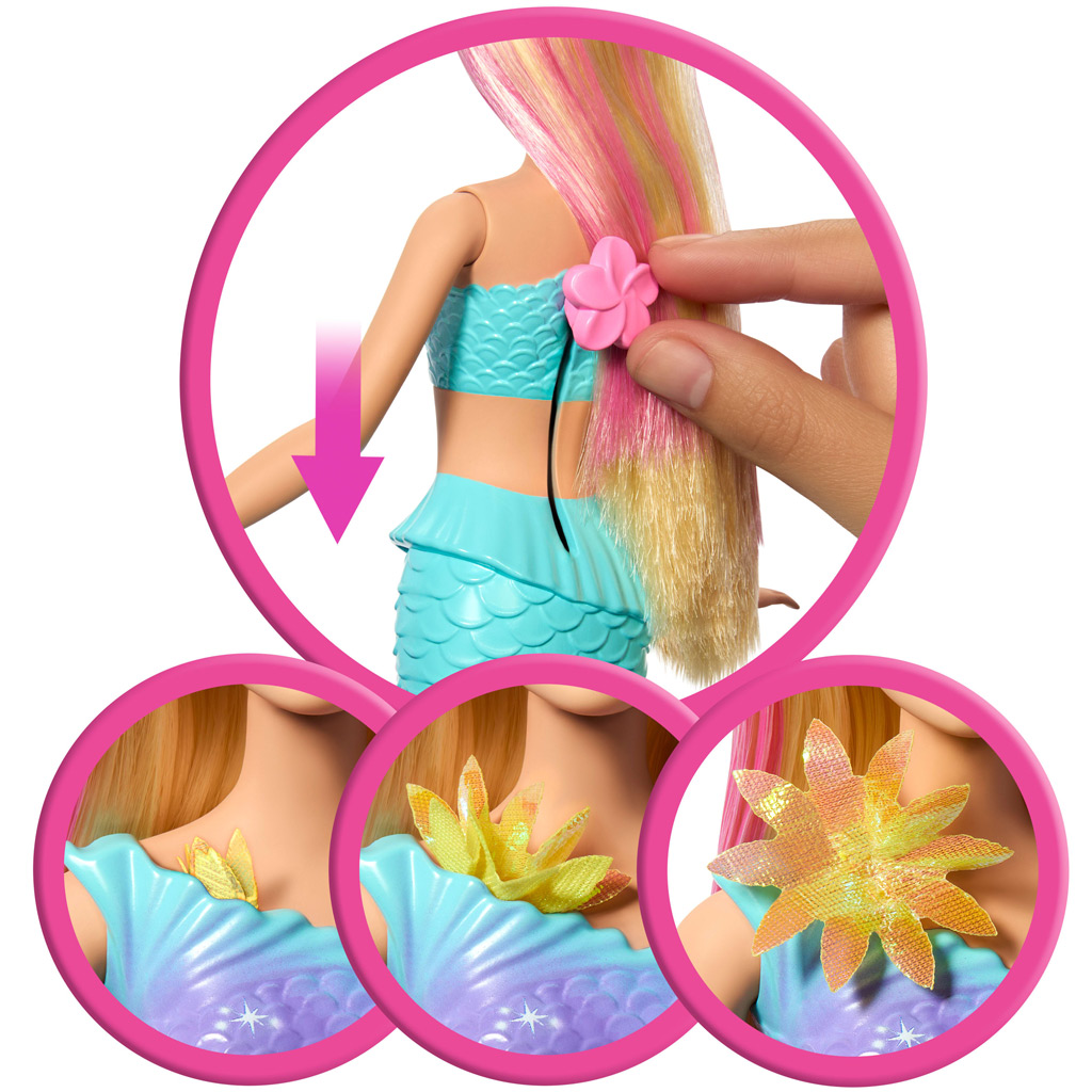 Barbie Dreamtopia: Цветен магически русалка кукла - Mattel изображение 4
