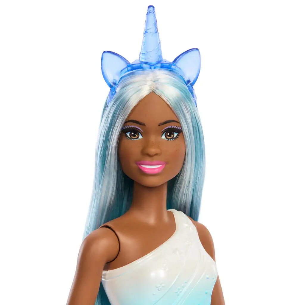 Barbie Dreamtopia: Еднорог кукла в синя дъговидна рокля - Mattel изображение 3