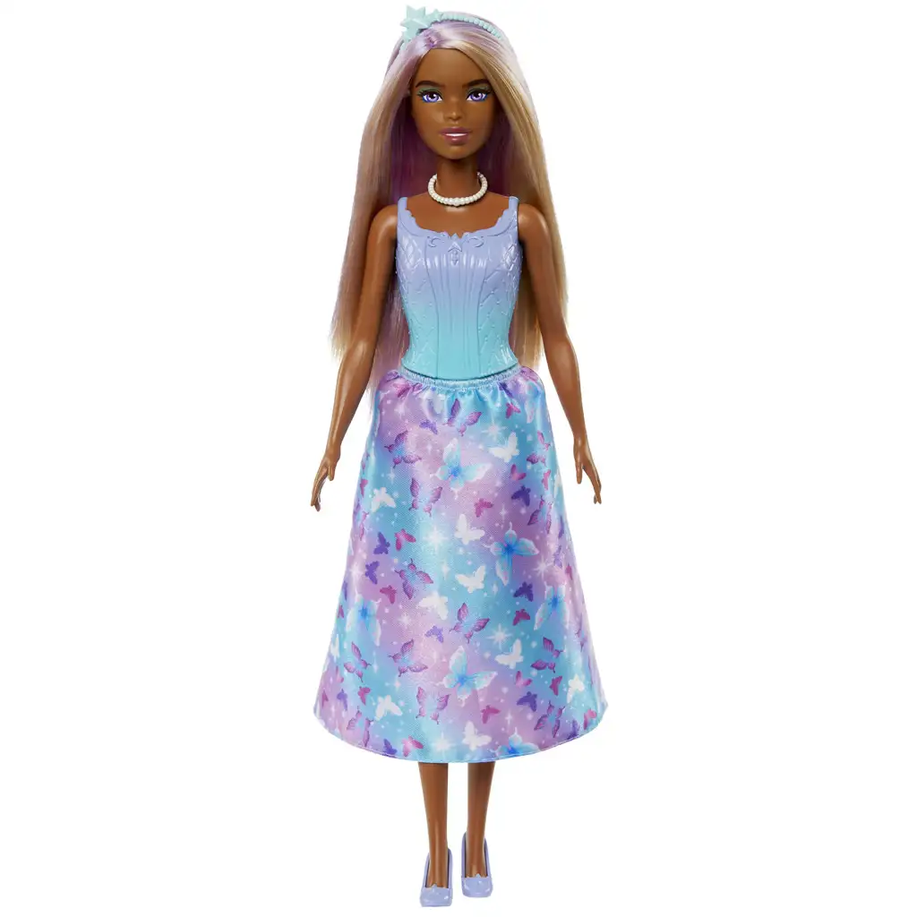 Barbie Dreamtopia: Принцеса кукла в синьо-лилаво с пеперуди - Mattel изображение 2