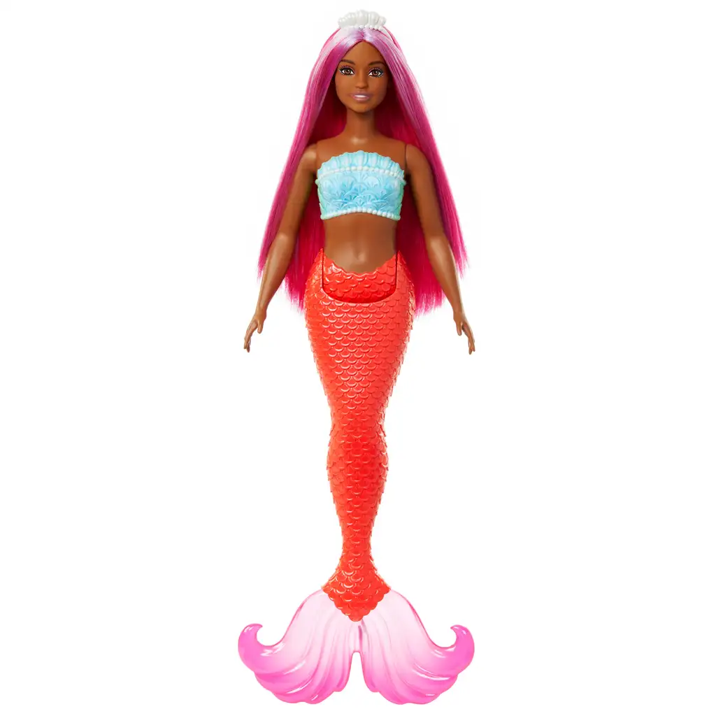 Barbie Dreamtopia: Русалка кукла с розови коси и коралови перки - Mattel изображение 2